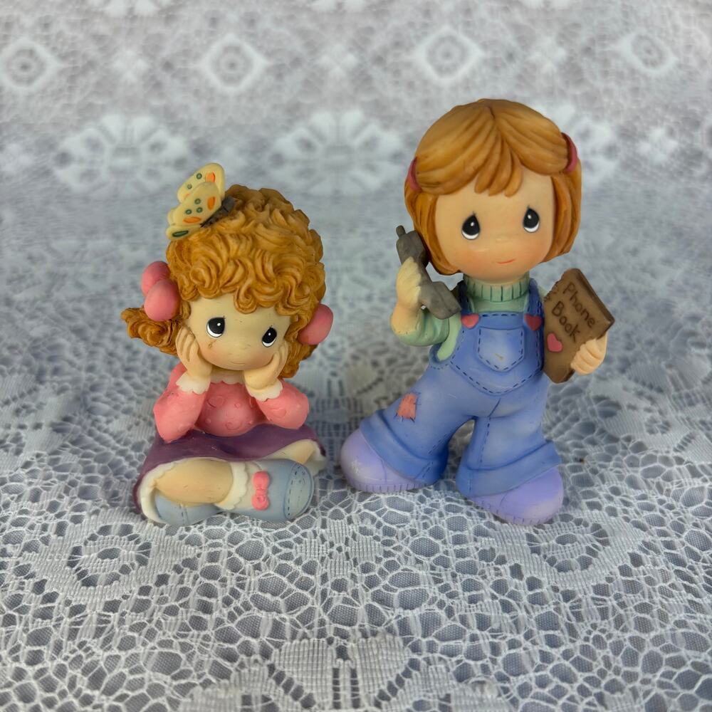 2000 Precious Moments Enesco Mini Figurines Lot Girl Phone Book Butterfly #1642